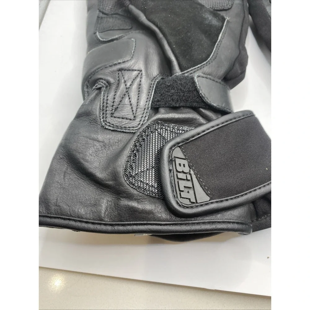 BILT Men's 5XL Motorcycle Riding Gloves Black Leather Waterproof Gauntlet - Picture 11 of 16